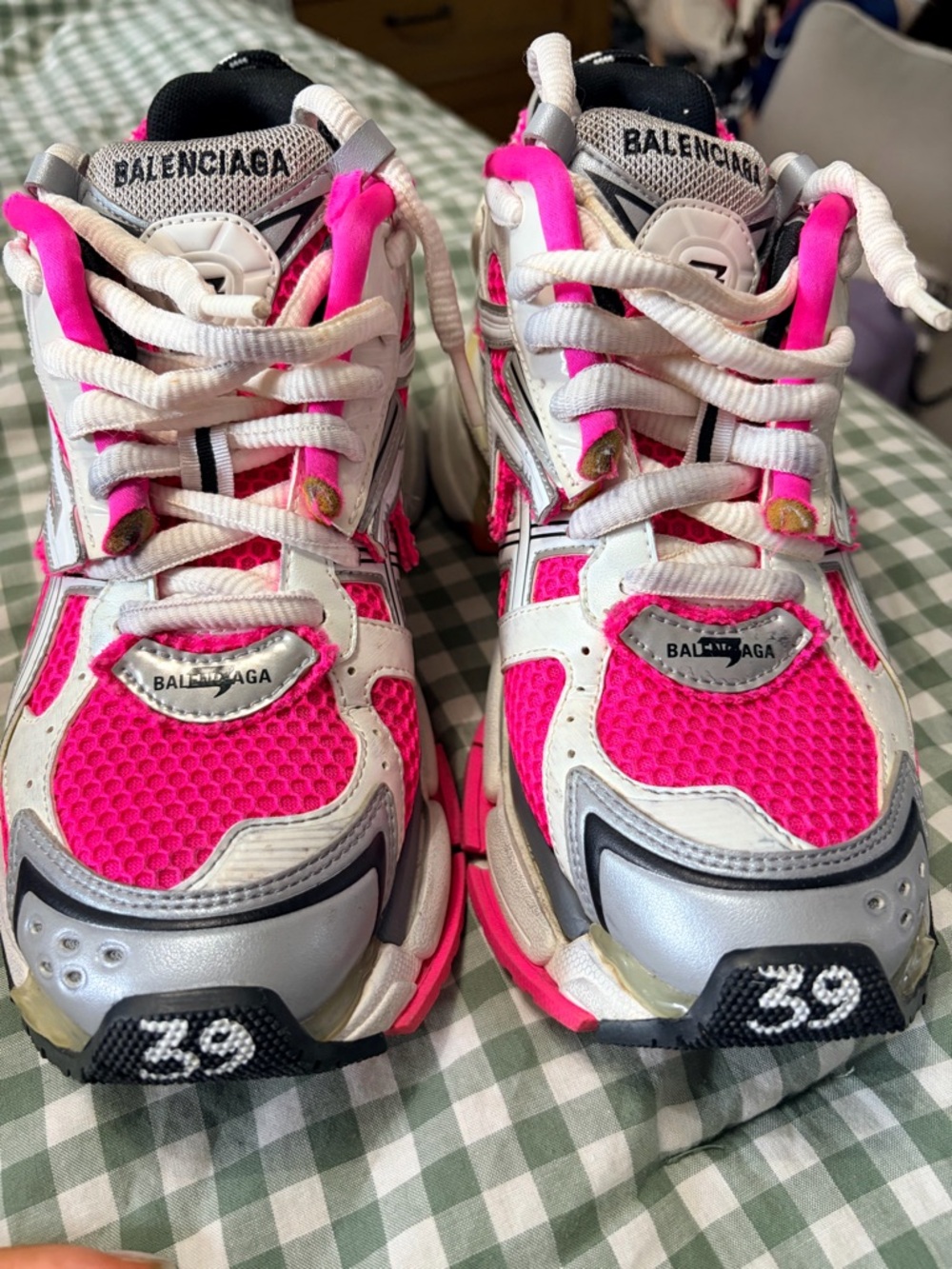 Balenciaga Pink & White Triple S-Style Sneakers